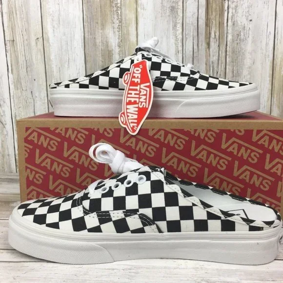 Vans Authentic Mule Checkerboard Black/Truwht🏁 AUA - Picture 3 of 14